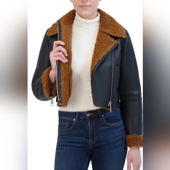 REBECCA MINKOFF Faux Shearling Moto Jacket. Sz S. MSRP $298 NWT - Picture 2 of 15